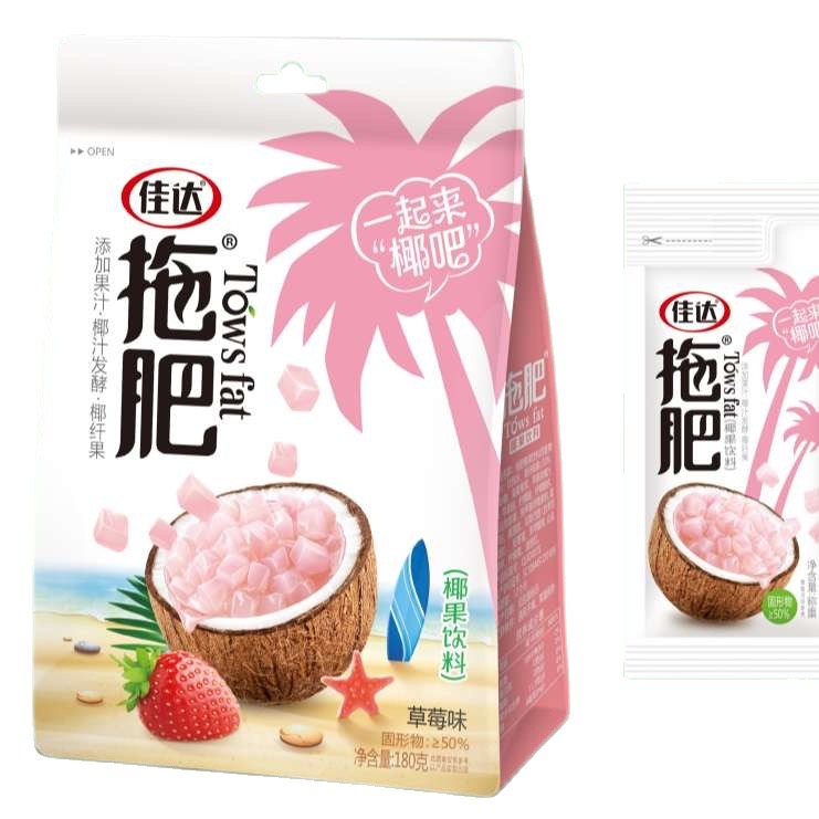 佳达草莓味拖肥椰果饮料180g