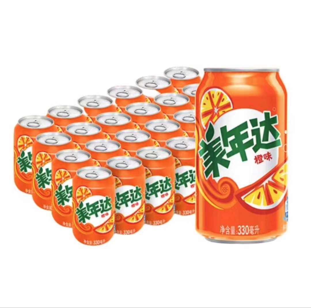 美年达橙味碳酸饮料330ml*24罐/箱